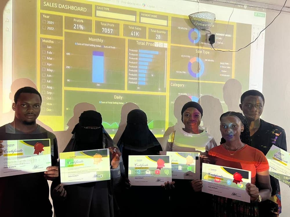 Students showing their PractiCode Academy certificates